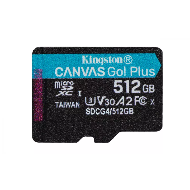Kingston Technology 512GB microSDXC Canvas Go Plus Gen4 200MB/s A2 U3 V30 karta + adaptér
