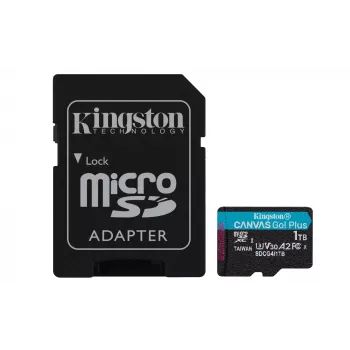 Kingston Technology 1TB microSDXC Canvas Go Plus Gen4 200MB/s A2 U3 V30 karta + adaptér