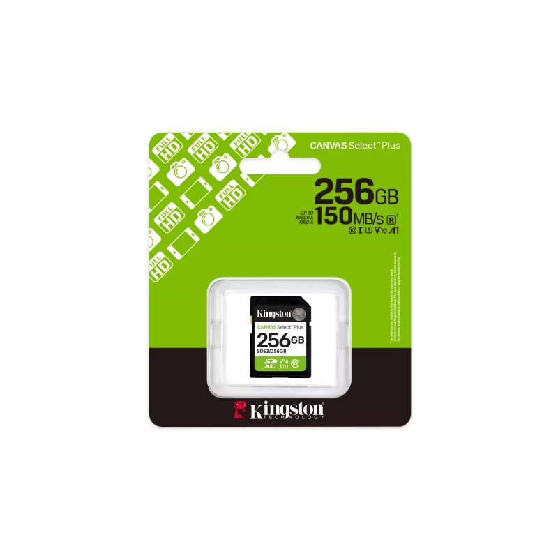 SDXC pamäťová karta KINGSTON Canvas Select Plus Gen3 256GB SD UHS‑I 150MB/s C10 U1 V10
