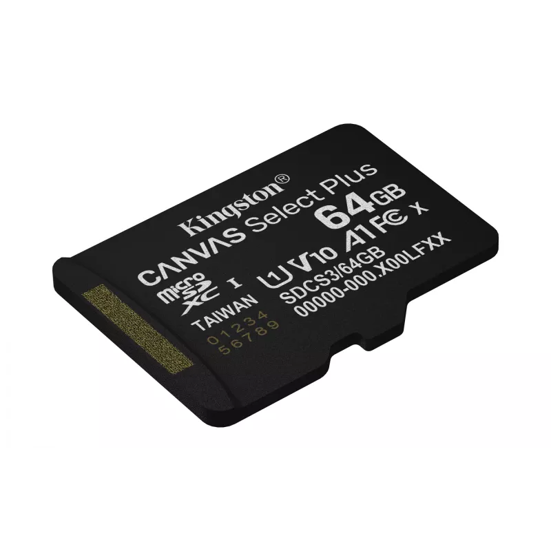 Kingston Technology 64GB microSDXC Canvas Select Plus Gen3 100MB/s A1 karta + adaptér