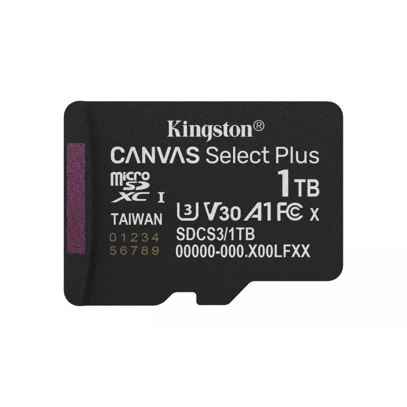 Kingston Technology 1TB microSDXC Canvas Select Plus Gen3 150MB/s A1 karta + adaptér