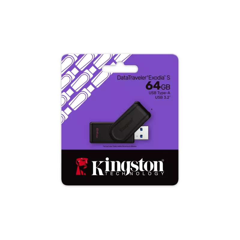 Kingston Technology DataTraveler 64GB prenosný USB 3.2 Gen 1 Exodia S (čierna/čierna)