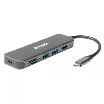 D-Link 6-in-1 USB-C hub s HDMI/čítačkou kariet/Power Delivery