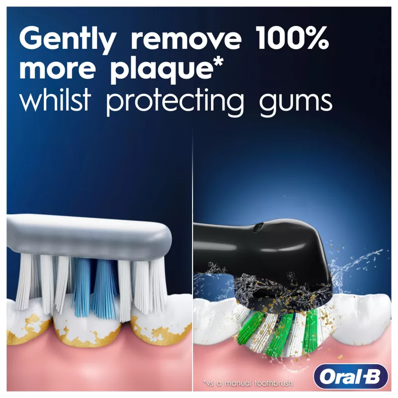 Oral-B Pro 1 Cross Action rotačno-oscilačná zubná kefka pre dospelých, čierna
