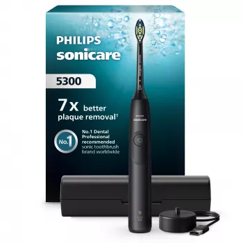 Sonická zubná kefka Philips Series 5300 HX7101/02 — sonická, 62 000 pohybov/min., 3 rýchlosti, 2-min. časovač, čierna