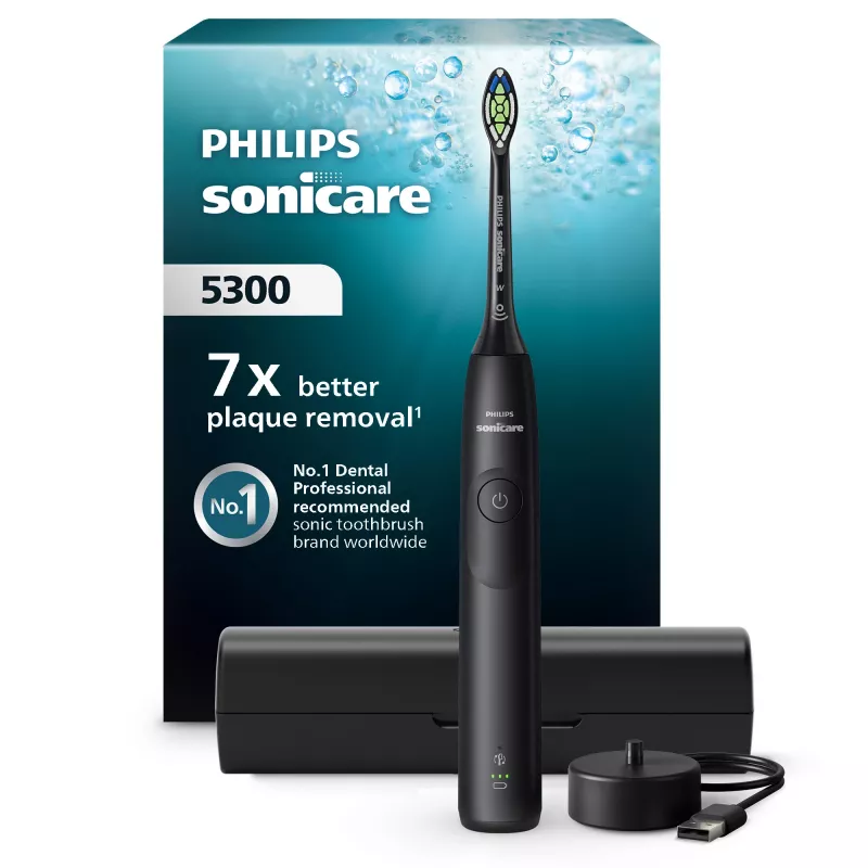 Sonická zubná kefka Philips Series 5300 HX7101/02 — sonická, 62 000 pohybov/min., 3 rýchlosti, 2-min. časovač, čierna