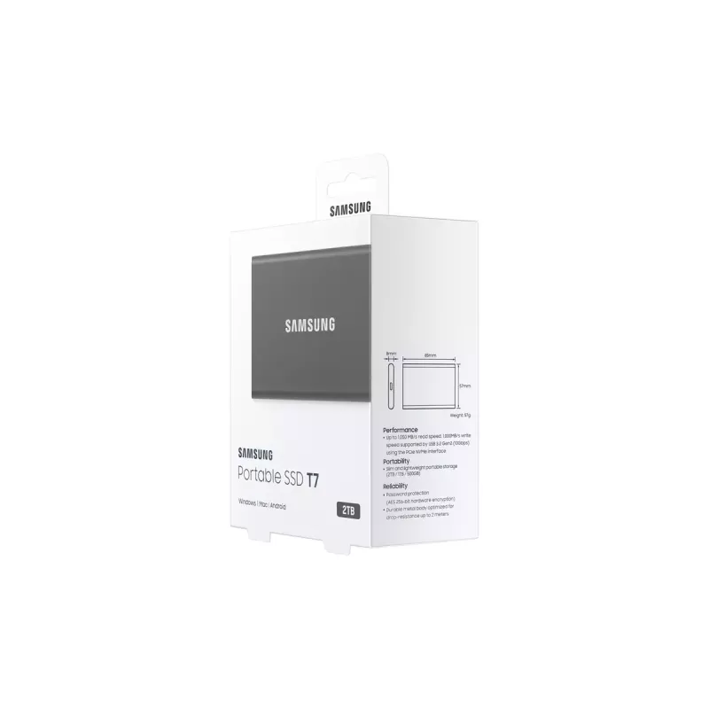 Samsung Portable SSD T7 2 TB USB Type-C 3.2 Gen 2 (3.1 Gen 2) sivá