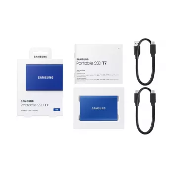 Externý SSD Samsung T7 Portable 1 TB, USB-C 3.2 Gen 2, NVMe, AES-256 hardvérové šifrovanie, modrá