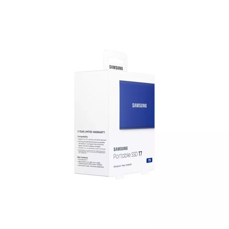 Externý SSD Samsung T7 Portable 1 TB, USB-C 3.2 Gen 2, NVMe, AES-256 hardvérové šifrovanie, modrá