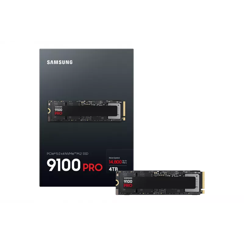 SSD M.2 Samsung 9100 PRO 4 TB PCIe 5.0 NVMe — 2280, čítanie 14800 MB/s, zápis 13400 MB/s, V-NAND TLC