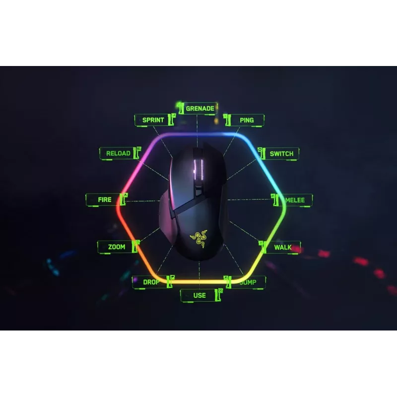 RAZER Basilisk V3 Pro – prispôsobiteľná bezdrôtová herná myš s Razer HyperScroll naklápacím kolieskom