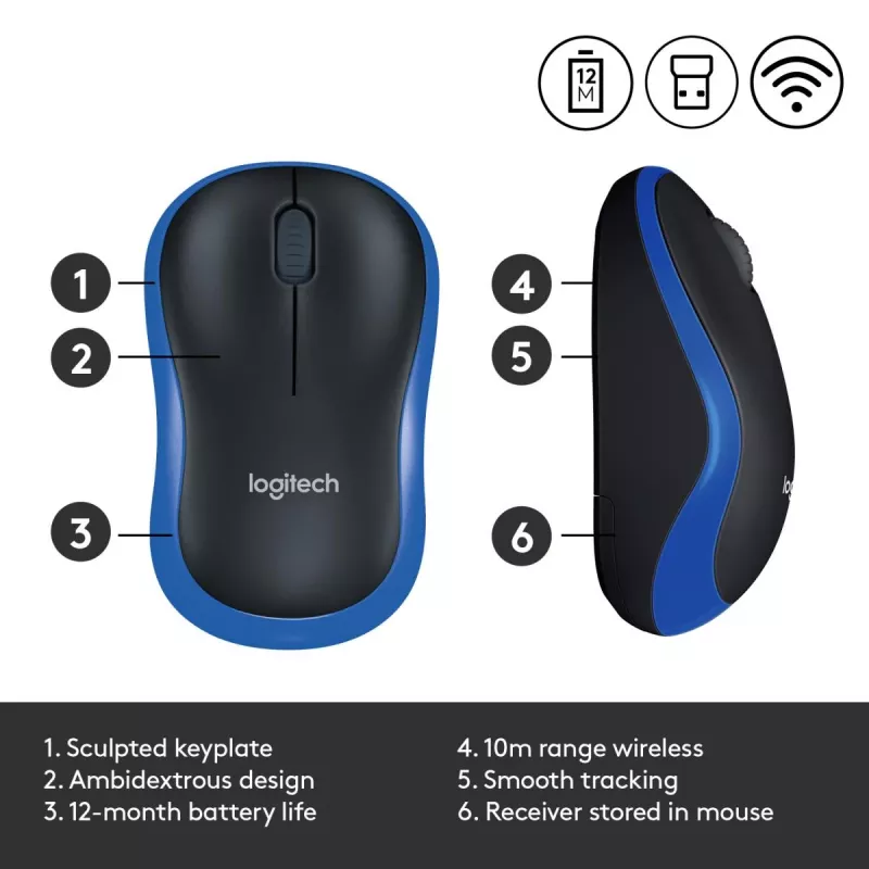 Logitech Wireless Mouse modrá 910-002239
