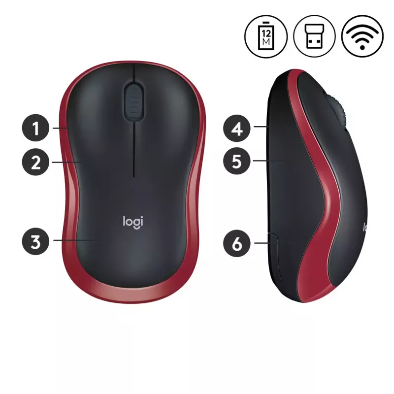 Myš Logitech M185 Wireless červená
