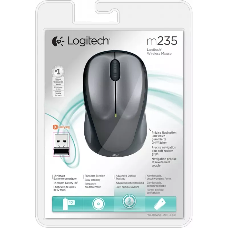 LOGITECH bezdrôtová myš M235 tmavosivá
