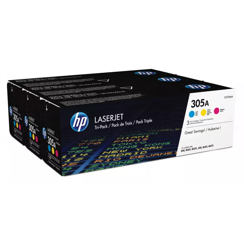 HP 305A 3-bal. azúrová/purpurová/žltá originálne LaserJet tonerové kazety
