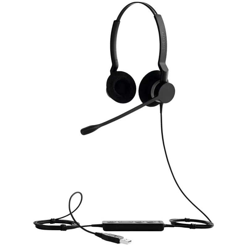 Jabra BIZ 2300 Duo, USB, MS, káblový, kancelária/call centrum, 150 - 4500 Hz, 68 g, headset, čierna