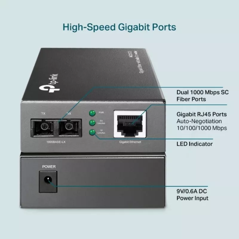 Media konvertor TP-Link MC210CS, Gigabit, 1000 Mbit/s, SC konektor samec