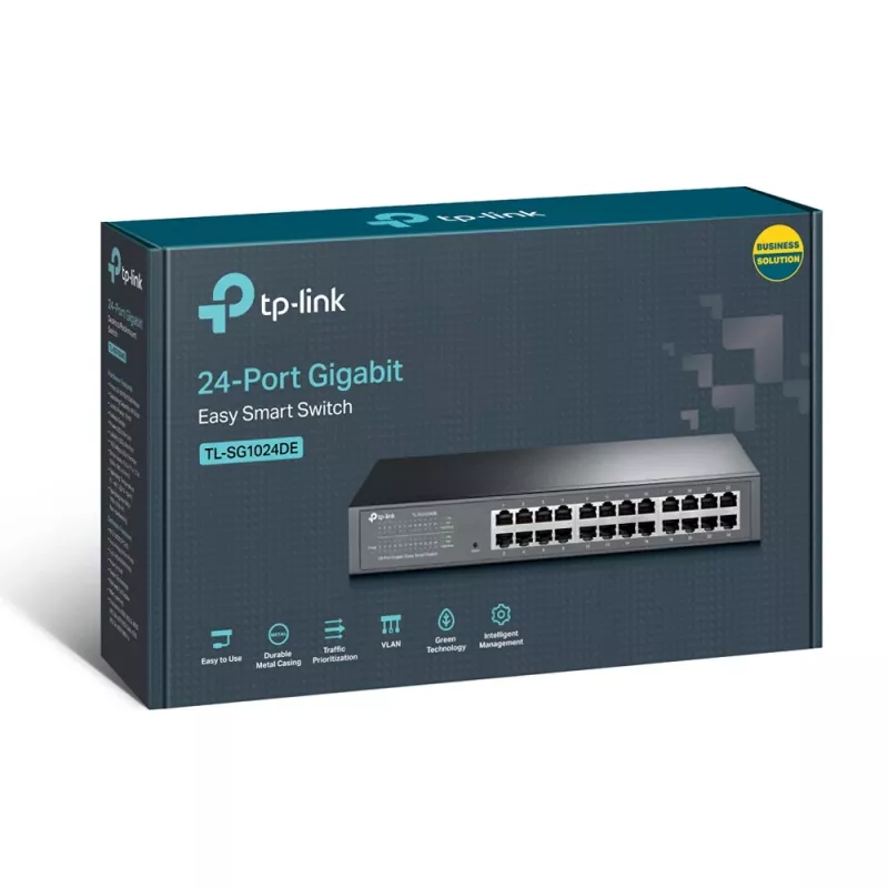 TP-Link 24-portový Gigabit Easy Smart switch, spravovaný, L2, Gigabit Ethernet (10/100/1000), rack montáž, 1U