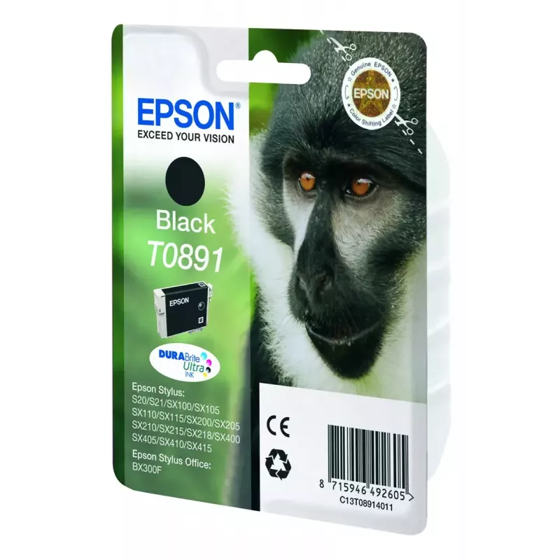 Epson Monkey singlepack čierny T0891 DURABrite Ultra atrament