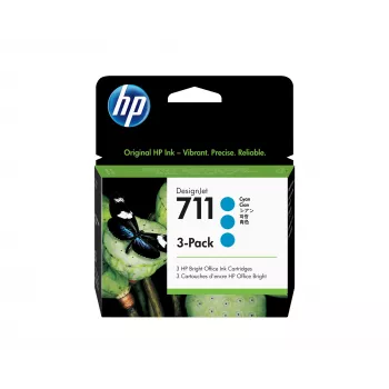 HP 711 3-bal. 29 ml azúrové atramentové kazety DesignJet, HP DesignJet T100, T120, T125, T130, T520, T525, T530 tlačová séria, termálna atramentová tlač, azúrová, Singapur, Malajzia, 114,8 mm, 45 mm