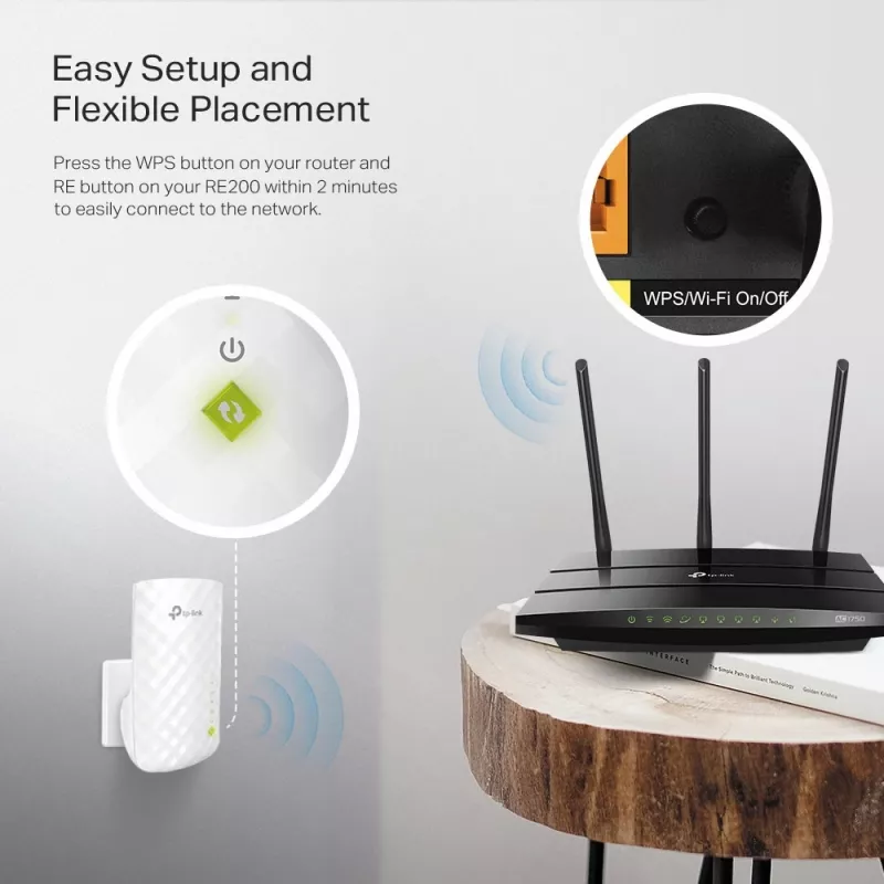 TP-Link RE200 sieťový extender sieťový opakovač biely 10, 100 Mbit/s
