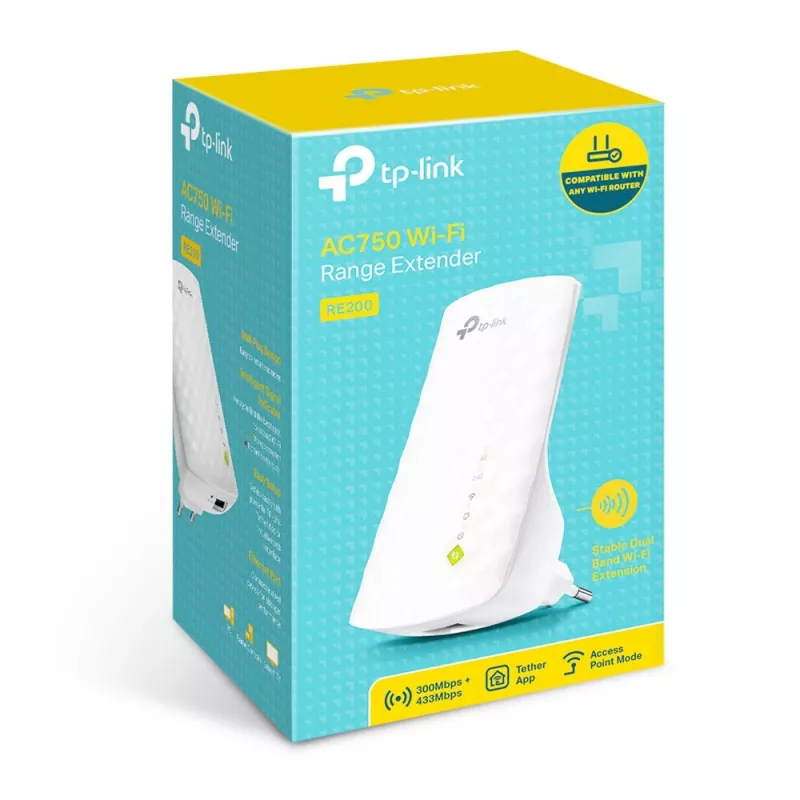 TP-Link RE200 sieťový extender sieťový opakovač biely 10, 100 Mbit/s