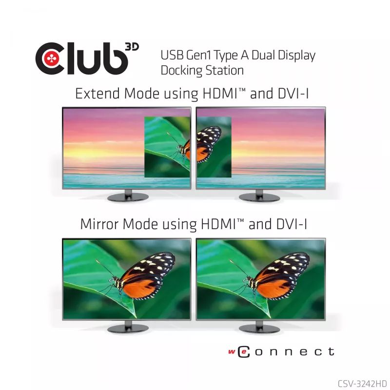 CLUB3D USB Gen1 Type A Dual Display (HDMI a DVI) DisplayLink™ dokovacia stanica