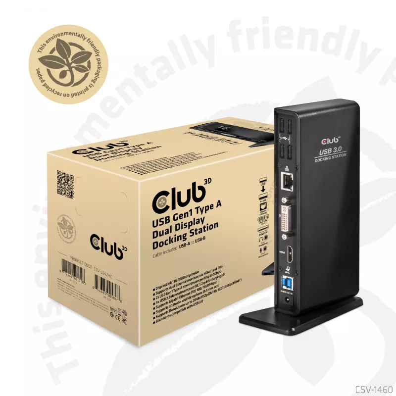 CLUB3D USB Gen1 Type A Dual Display (HDMI a DVI) DisplayLink™ dokovacia stanica