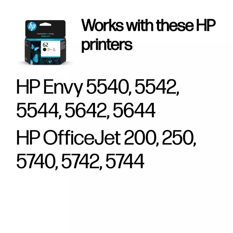 HP 62 čierna originálna atramentová kazeta