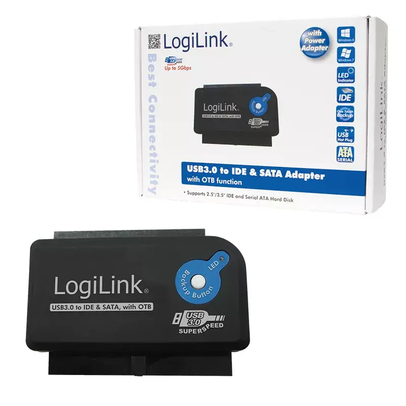 Káblový adaptér LogiLink AU0028A USB 3.0 IDE SATA čierny