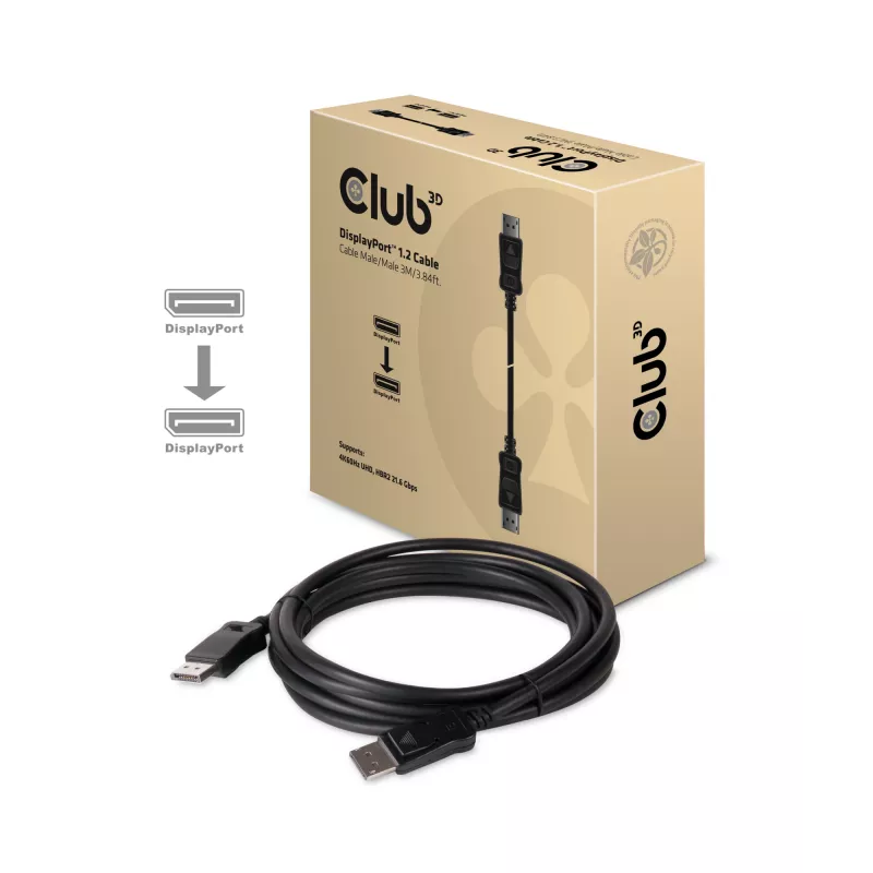 CLUB3D Displayport 1.2 kábel M/M 3 metre 4K60Hz 21.6Gbps