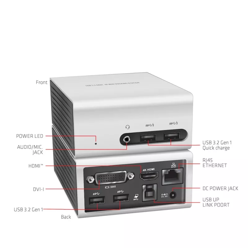 CLUB3D USB 3.2 Gen 1 4K UHD pri 30Hz Mini dokovacia stanica ultra-slim dizajn
