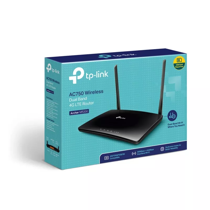 TP-Link Archer MR200 bezdrôtový router Fast Ethernet Dual-Band (2,4 GHz / 5 GHz) 4G čierny