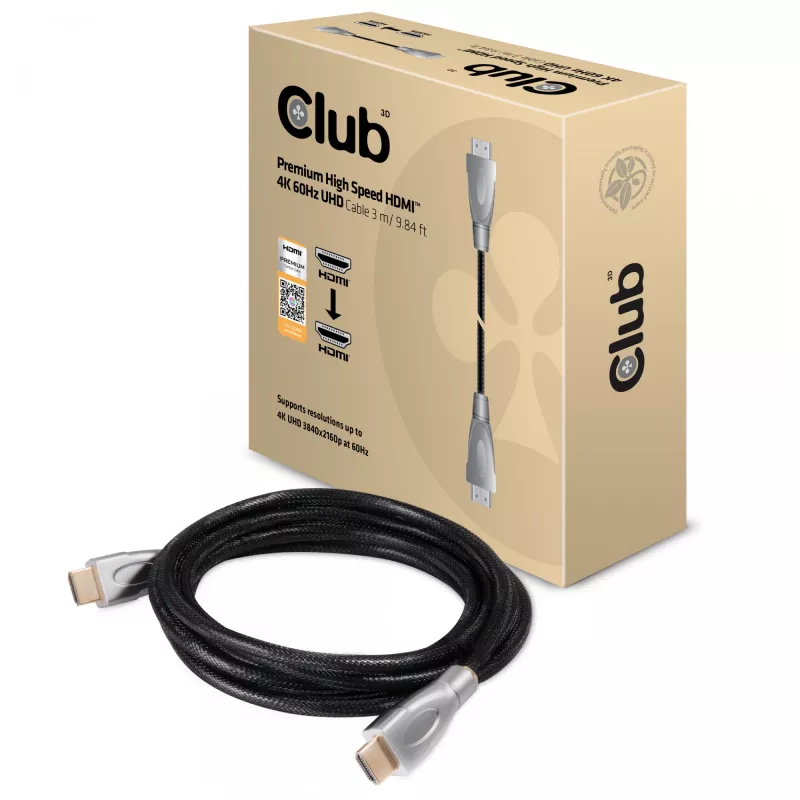 CLUB3D HDMI 2.0 kábel 3 metre UHD 4K/60Hz 18Gbps certifikovaný Premium High Speed