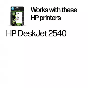 HP 301 2-balík čierna/trojfarebná originálne atramentové kazety, čierna, azúrová, magenta, žltá, pigmentový atrament, 2 kusy, 170 strán