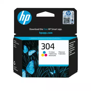 HP 304 trojfarebná Originálna atramentová kazeta, azúrová, purpurová, žltá, 1 ks, 100 strán