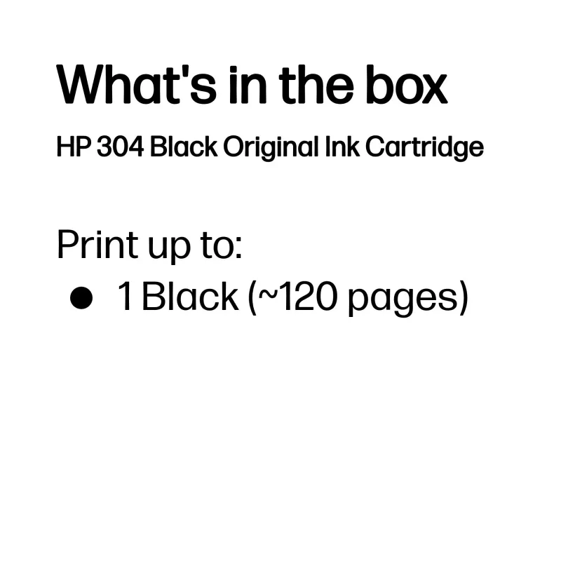 HP 304 čierna Originálna atramentová kazeta, čierna, 1 ks, 120 strán