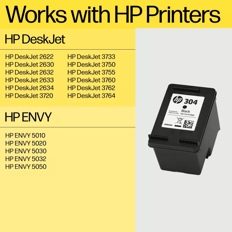 HP 304 čierna Originálna atramentová kazeta, čierna, 1 ks, 120 strán