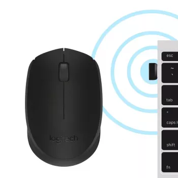 Bezdrôtová optická myš Logitech B170 RF, obojručná, 3 tlačidlá, čierna, 10 m dosah, až 12 mesiacov výdrž batérie