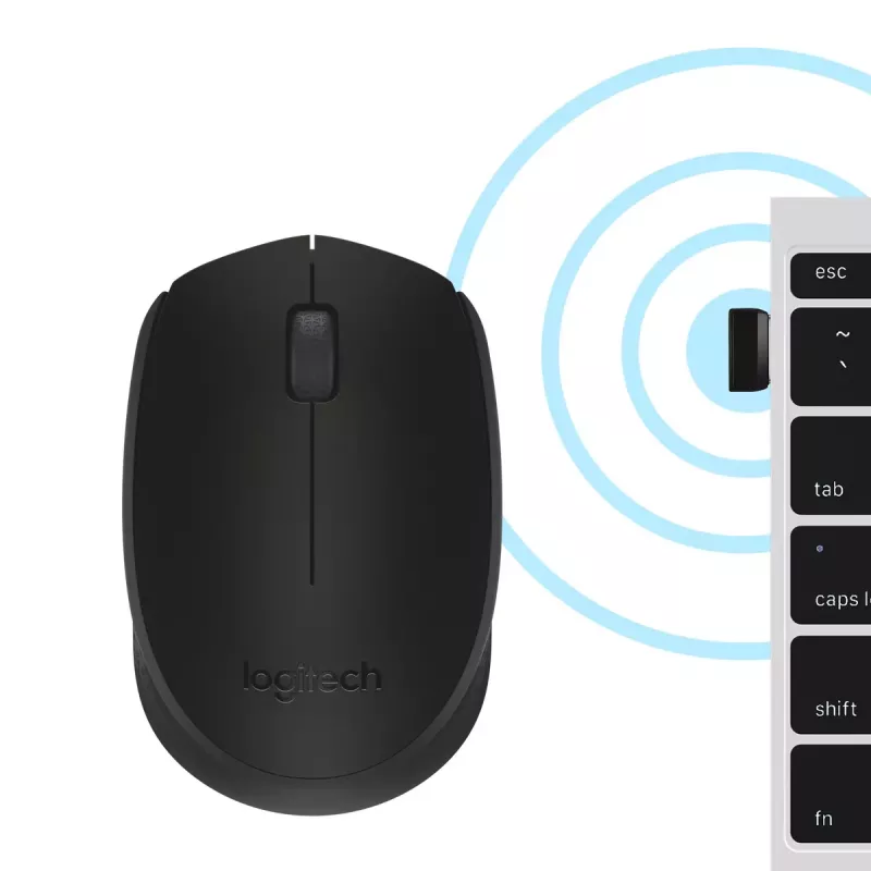 Bezdrôtová optická myš Logitech B170 RF, obojručná, 3 tlačidlá, čierna, 10 m dosah, až 12 mesiacov výdrž batérie