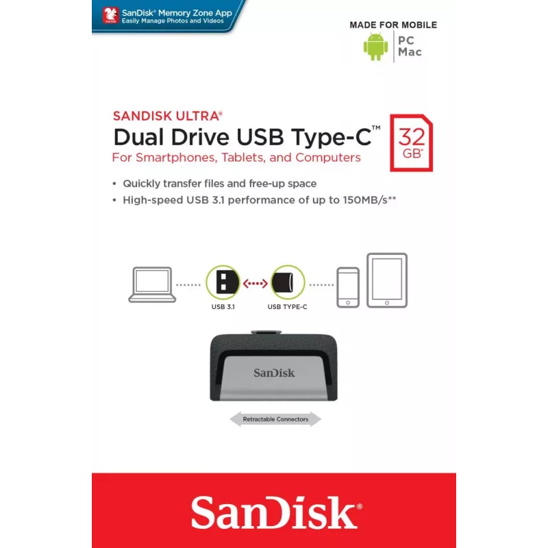 USB kľúč SanDisk 32GB USB Type-A USB Type-C Ultra Dual Drive