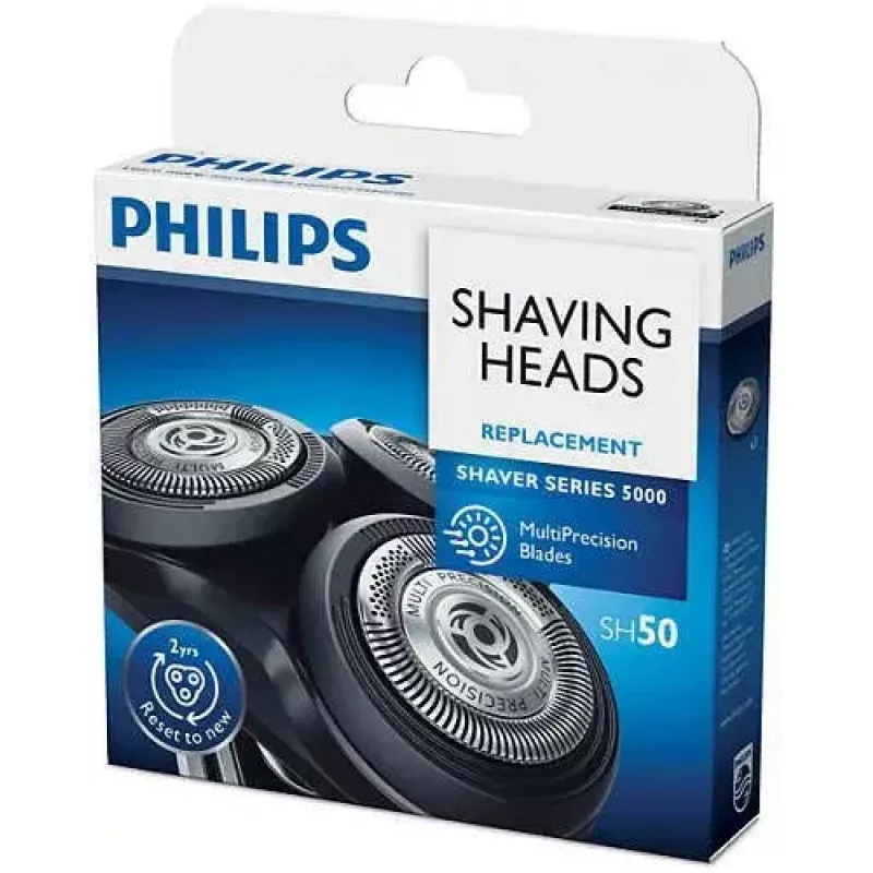 Náhradné holiace hlavice pre elektrický holiaci strojček Philips SHAVER Series 5000 SH50/50, 3 hlavice, chróm