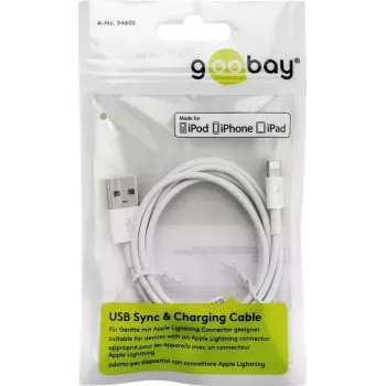 Nabíjací a synchronizačný kábel GOOBAY Lightning na USB A 1 m, 5W / 1A, biely