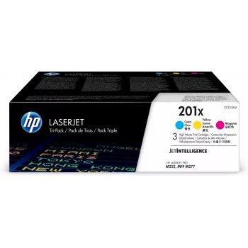 HP 201X balenie 3 ks High Yield purpurová/azúrová/žltá originálne laserové tonerové kazety LaserJet