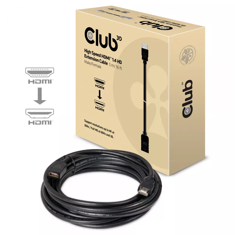 CLUB3D High Speed HDMI™ 1.4 HD predlžovací kábel 5 m/16 ft samec/samica