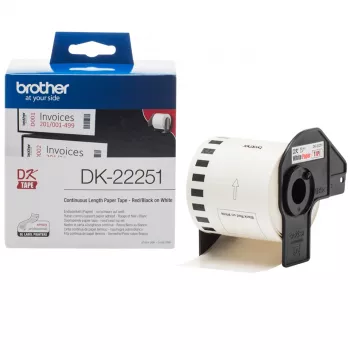 Brother DK-22251 etiketová páska, čierna a červená na bielej