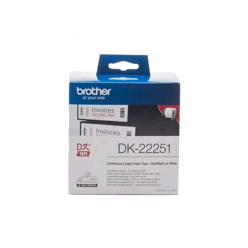 Brother DK-22251 etiketová páska, čierna a červená na bielej