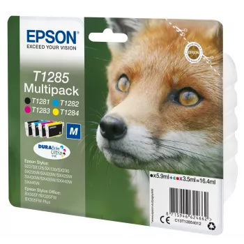 Epson Fox multipack 4 farby T1285 DURABrite Ultra atrament, čierna, azúrová, purpurová, žltá, 5,9 ml, 3,5 ml, 1 ks, multipack