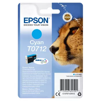 Epson samostatné balenie azúrová T0712 DURABrite Ultra atrament, štandardná výdrž, azúrová, 5,5 ml, 1 ks