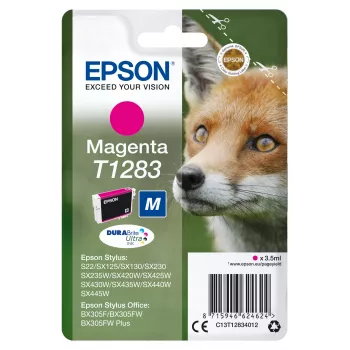 Epson Fox samostatné balenie purpurová T1283 DURABrite Ultra atrament, purpurová, pigmentový atrament, 3,5 ml, 1 ks, 160 strán